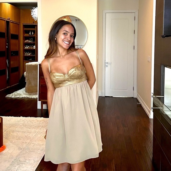Guess Dresses & Skirts - Vintage Guess Babydoll bodice Y2K dress Gold size 5